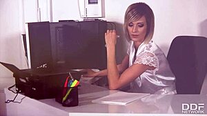 blonde therapist ria sunn rides client's big cock with her asshole