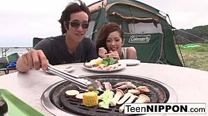 My Japanese girlfriend gives a blowjob outdoors, what a thrill!