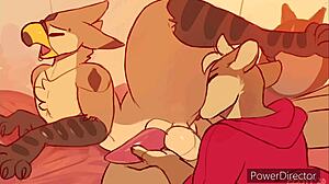 Furry gay characters engage in blowjob and cum scenes in animated yiff adventure