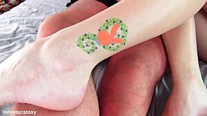 Couple in rub-n-fuck introduction with dirty talk, tattoos, and redhead amateur casting