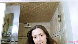 The hot teen 18+ model took a shower during the photoshoot, feeling relaxed after the casting session.