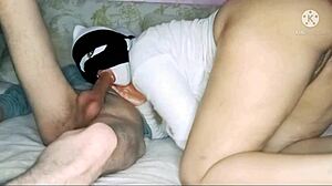 Arab milf rides cowgirl for hard orgasm and cum inside her pussy.