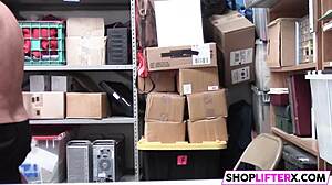 the mum watches her teen swiping gal getting blowjob and drilled by monster cock burglar in the shop