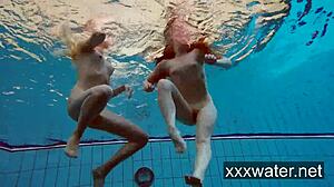 Milana and Katrin Strip Each Other Underwater in Bikinis