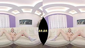 Blonde Teen Feels Intense VR Piss and Dildo Pleasure