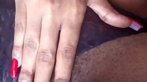 Ebony Beauty Couldn't Stop Fingering Her Fat Pierced Pussy.