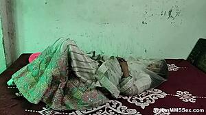 Skinny Indian married wife enjoys shaved pussy lick and rough missionary sex on wedding night.