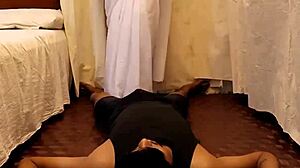 Sri Lankan girl Nilmini Sheron takes hard anal fuck from big cock husband with ass licking and golden shower in homemade blonde wife action.