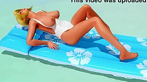 Conversational take on Doa he f9 s, who is tanned and nude except for panties in this neutral setting