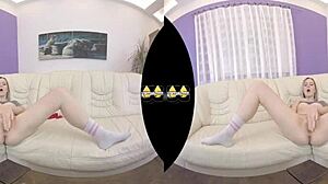 Blonde Teen Feels Intense VR Piss and Dildo Pleasure