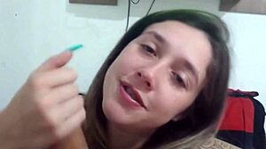 The amateur gives a sloppy blowjob in this intimate scene