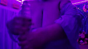 big tits worshipped by big black cock in purple