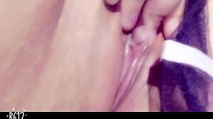 asian babe masturbates with dildo hard!