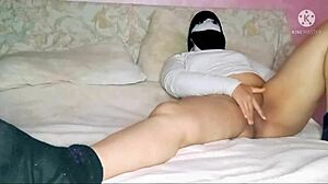 Arab milf rides cowgirl for hard orgasm and cum inside her pussy.