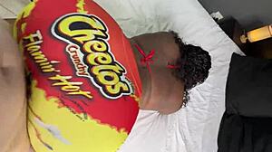 White Guy Fucks Big Ass Black Girl Through Hole in Tight Yoga Pants with Interracial Deepthroat and Cum on Ass