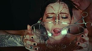 emo bondage whore gets face tied and punished with piss in garage