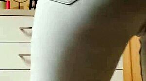 Homemade Petite Blonde Stripteases In Tight Jeans