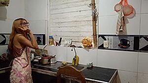 So lonely cooking, waiting for my husband to eat lunch I prepared, but he ate my pussy instead!