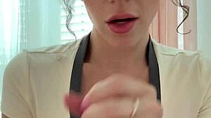 Girlfriend moans softly during dirty ASMR handjob for boyfriend