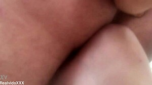 You sit naked, brunette wife, and take my cock for a facial blowjob