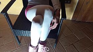 I sit in pantyhose and high heels