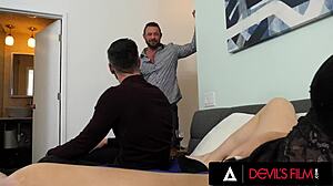 devils film - wild threesome with naughty couple and her pervy neighbor