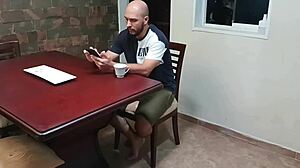 when two stepbrothers are alone at home, they get creative with porn in spanish