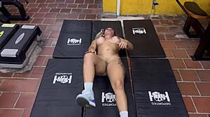 karen sleent teaches naked workout joi at the gym