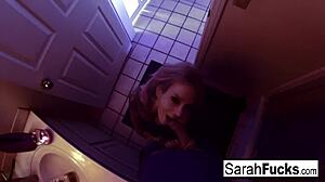 pornstar sarah jessie, you giving that bj in the bathroom with cumshot action?