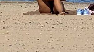 Juicy Asian Teasing on Hidden Beach Candidly