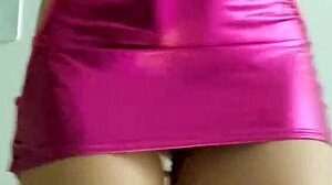 Being a slut in a bright pink dress!