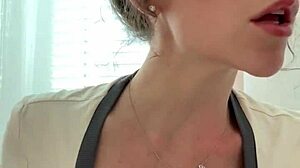 Girlfriend moans softly during dirty ASMR handjob for boyfriend