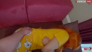 Stepson surprises stepmom by shoving his hard cock in her mouth then pounds her tight ass roughly