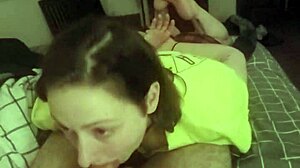 I'm laying on my belly and deepthroating this big cock so good