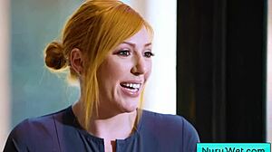 What is a nuru massage? Sexy blonde explains to her client.