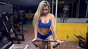 karen sleent teaches naked workout joi at the gym