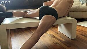 Preview Of Aggressive Myofascial Pressure And Release Stretching On Table In Underwear With Percussion Massager