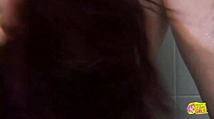 Latex Brunette Gets Plowed By Toys In Shower