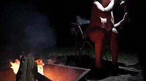 Naked beauty in the forest indulges in outdoor pleasure