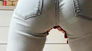 Watch This Homemade Petite 18+ Blonde Tease And Dance In Tight Jeans For Her First Striptease!