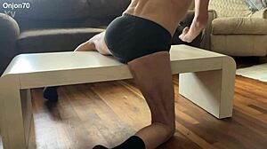 Preview Of Aggressive Myofascial Pressure And Release Stretching On Table In Underwear With Percussion Massager