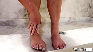 massive ass blonde eva notty contrasts her dirty curves while showering solo in wet heat