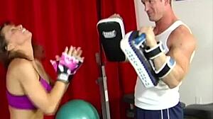 sporty muscular wife cheats on hubby after finding his porn stash