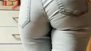 Homemade Petite Blonde Stripteases In Tight Jeans