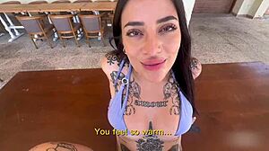 i spot fit brunette on beach for quick pov doggystyle fuck in her tight wet pussy