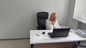 The Office Secretary Decided To Relax At The End Of The Working Day And Masturbate To Porn Right At Her Workplace