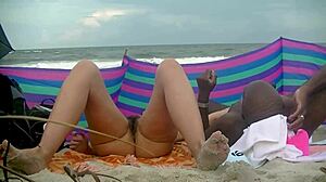 Nude Beach Wife Takes Big Black Cock Creampie While Husband Watches in Interracial Group Action