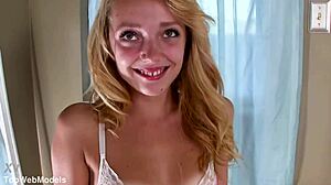 cute blonde ally winters handles huge cock pov blowjob and swallows cum