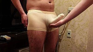 Femdom Bitch Roughly Rubs Glans Until Cumshot