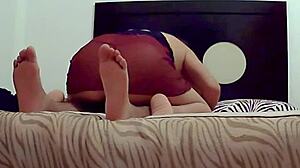 I watch linda casada shopping at the supermarket in her sexy dress.